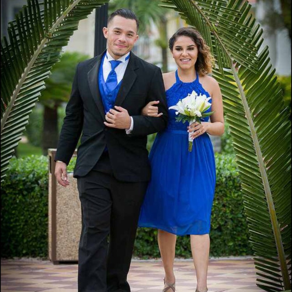 David’s Bridal Bridesmaid dress Size 4 Royal Blue